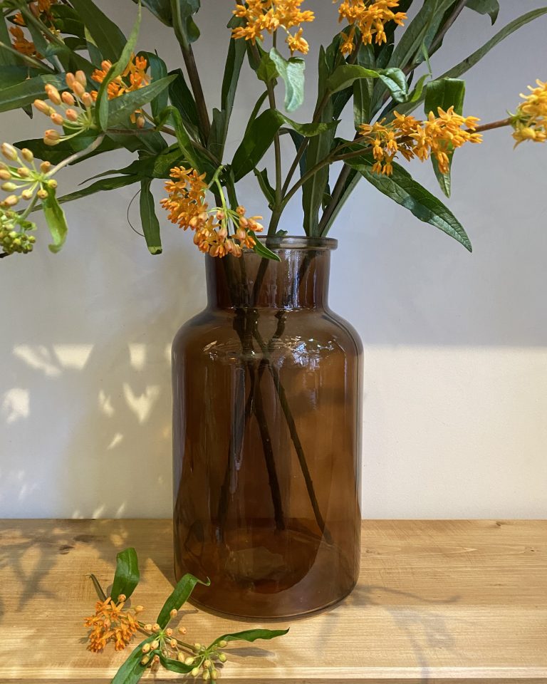 Amber Wide Neck Bottle Vase - Image 3