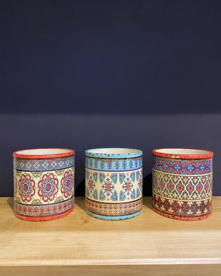 Set of 3 Aztec Patterned Ceramic Pots - Image 2